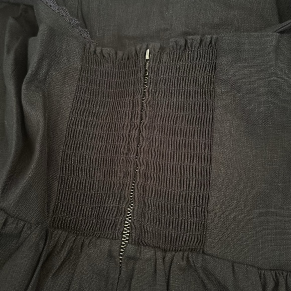 NEW Reformation Tagliatelle Linen Black Midi  Dress Lace Detail | size 2 - Picture 13 of 14